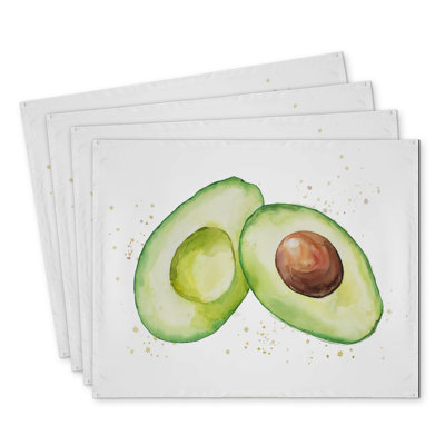 Watercolor Avocado Polyester Kundra Set of 4 - Home Decor