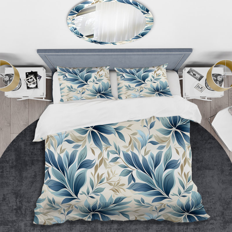 Tranquil Patterns I - Ensemble de housse de couette floral - Polyester microfibre