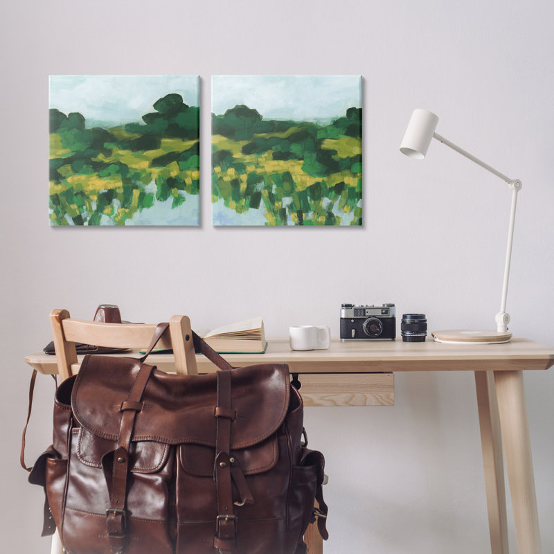  Ensemble d'art mural sur toile 2 pièces Reflecting Green Nature par June Erica Vess, H 17 po x l 17 po
