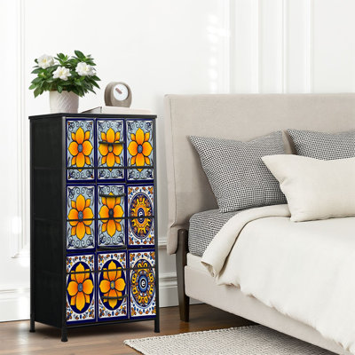 4 Drawer Dresser for Bedroom, Narrow Chest of Drawers, Wooden Top and Study Iron Frame 18"x37.5"-(WxH)