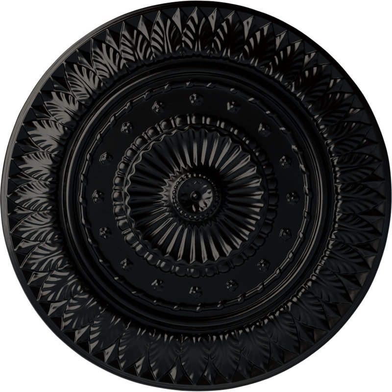 Endurathane Christopher Ceiling Medallion, 26 5/8"OD x 2 1/4"P, Hand-Painted Jet Black Finish, Jet Black