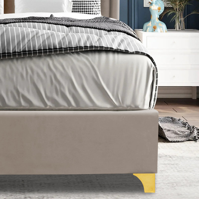 Greaton 12" Soho Bed Frame with Upholstered Headboard Decorative Long Lasting Simple Assembly Beds, Queen