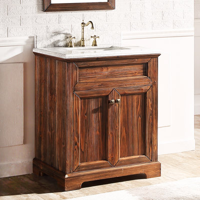 Claireville 30'' Single Bathroom Vanity with Marble Top