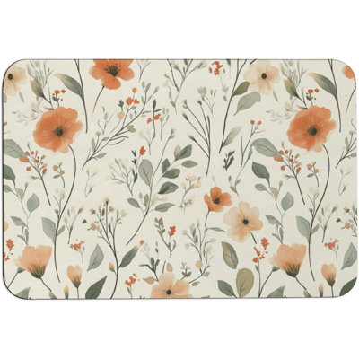 Vintage Floral Diatom Mud Washable Non Slip Front Entryway Rug, 20 x 32 in