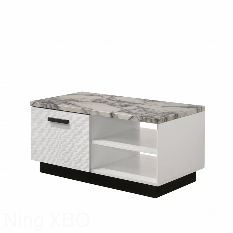 Table basse 47 po avec plateau en faux marbre blanc