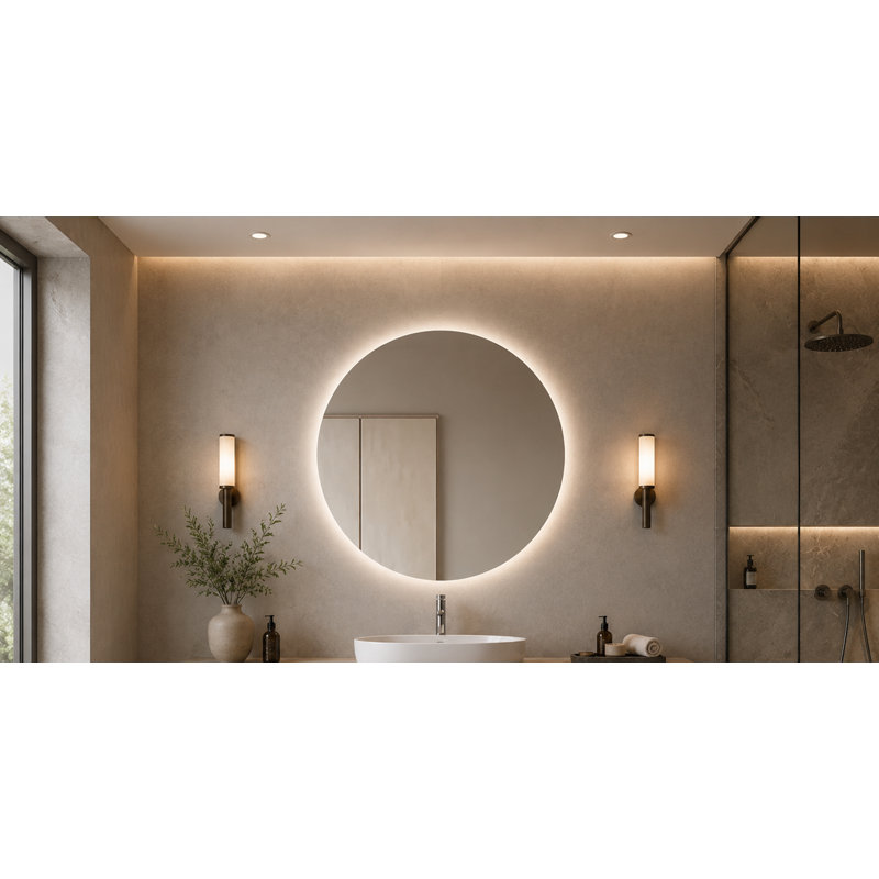 Round Copper-free Silver Glass Led Mirror