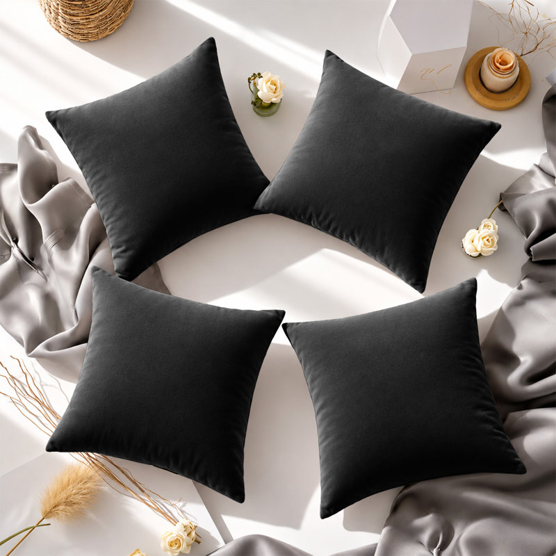 Soft Premium Microfiber Dyed Cushion Cover, BLACK