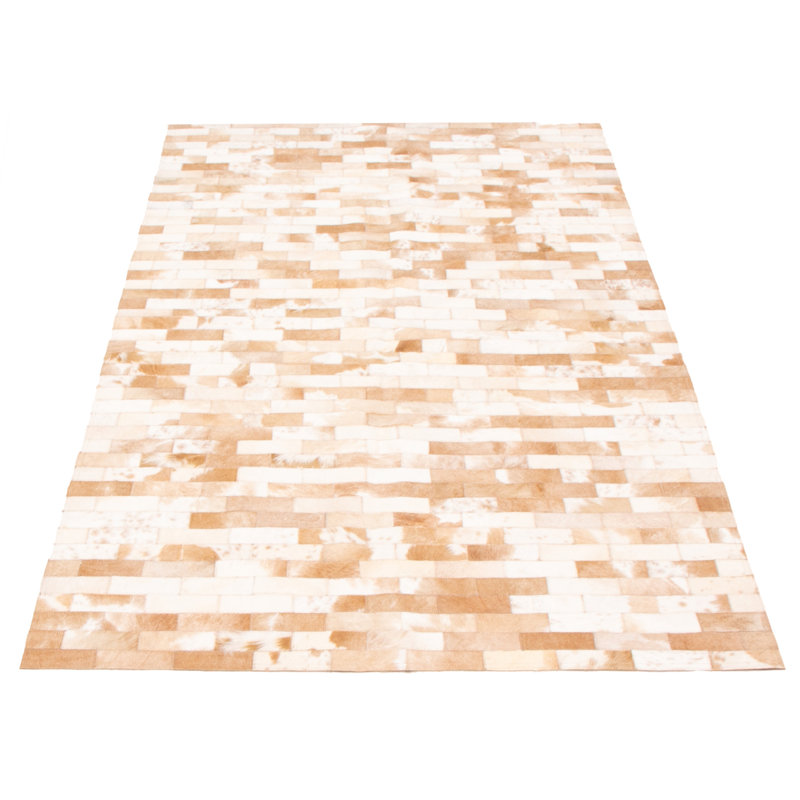 Tayiah One-of-a-Kind 4'9 X 7'8 New Age Leather Area Rug in Beige