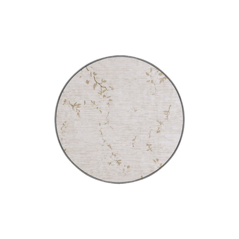 Machine Washable Gray Area Rug, Round 4'