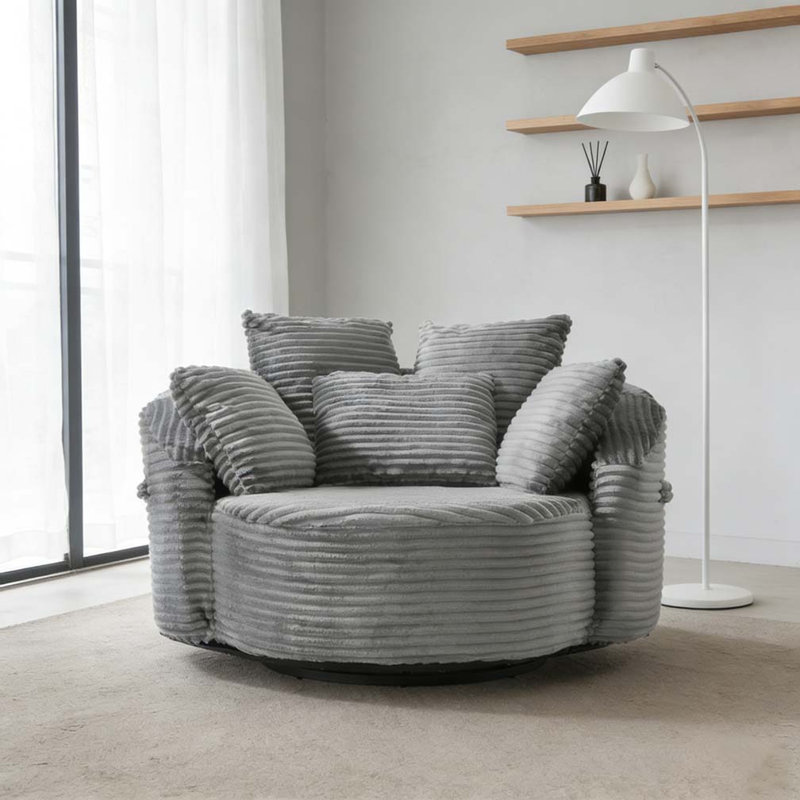Fauteuil demi-tonneau pivotant à 360 °, Gris
