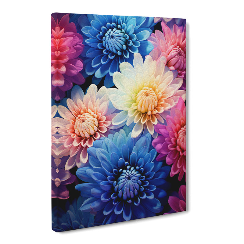 Chrysanthemums Futurism - No Frame Art Prints - Wrapped Canvas, 50cm H x 35cm W x 3cm D