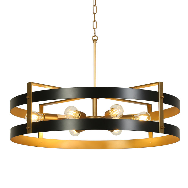 Lustre tambour moderne en métal 8 lumières