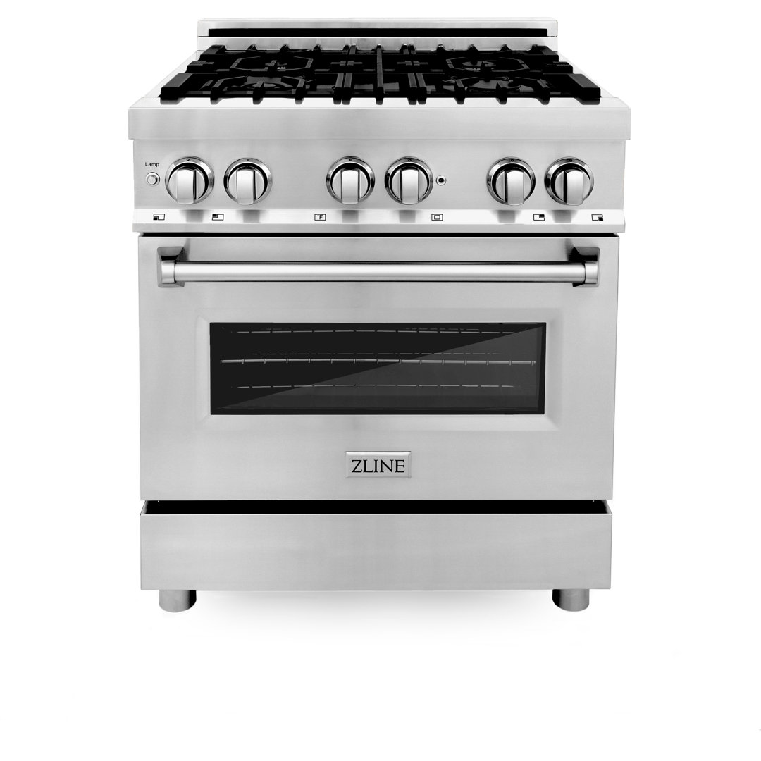 ZLINE 30 in. 4.0 cu. ft. Legacy Dual Fuel Range with 4 Burner Gas Cooktop and Electric Convection Oven in Stainless Steel with Griddle (RA-GR-30) ZLINE