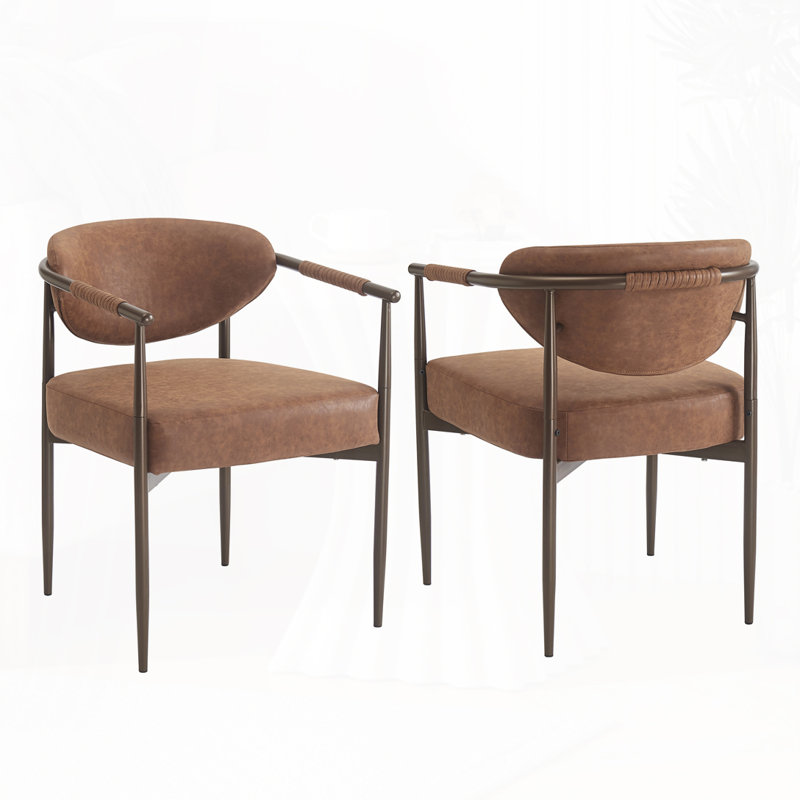 Chaises de salle à manger rembourrées en similicuir, Brun