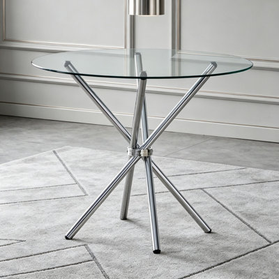 Round clear glass dining table