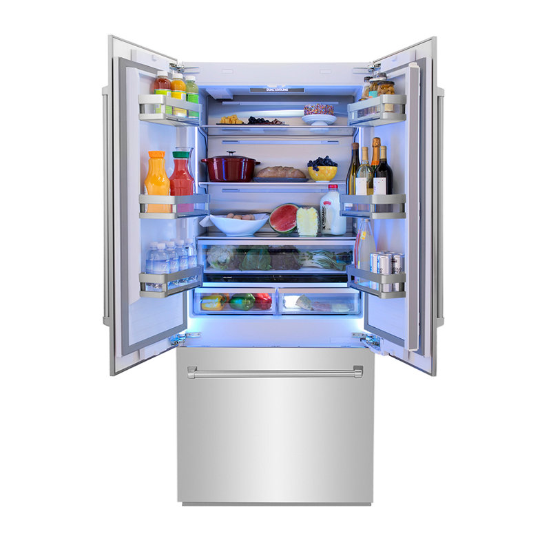 ZLINE 36" 19.6 cu. ft. Built-In 3-Door French Door Refrigerator with Internal Water and Ice Dispenser, Stainless Steel