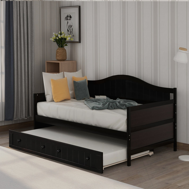 Twin Wooden Marjorie with Trundle Bed, Espresso
