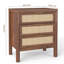 Commode 3 tiroirs en rotin, commode à cadre en noyer pour chambre à coucher, table boho-129514444