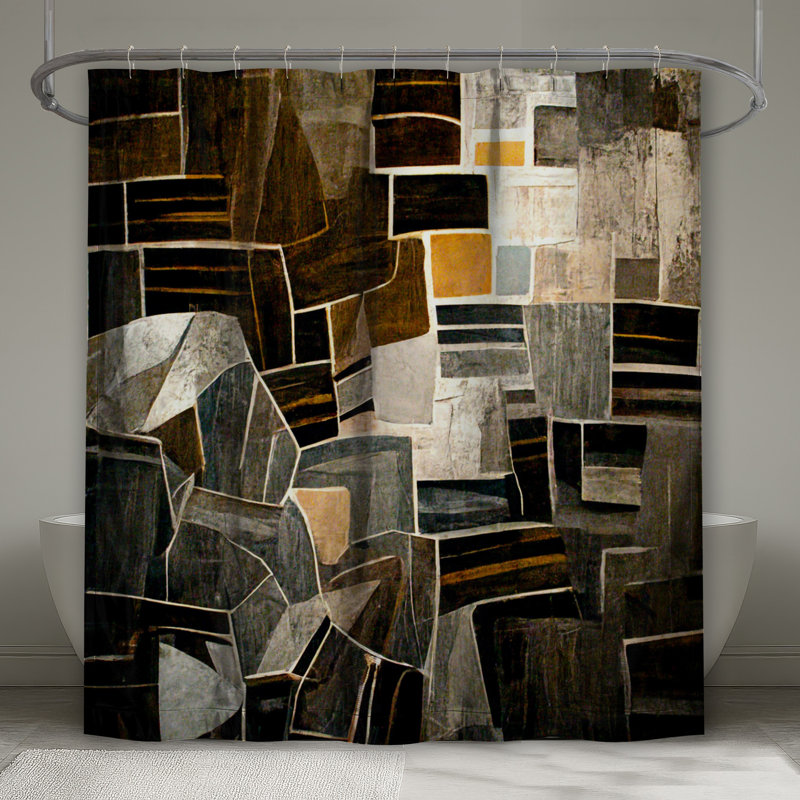 Rideau de douche abstrait - Art Modern Decor, L 70 po x H 93 po