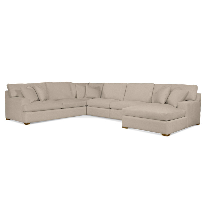 Cambria Upholstered U-Sectional, Havana Finish, Oatmeal Crypton Performance; 0822-74, Left Hand Facing