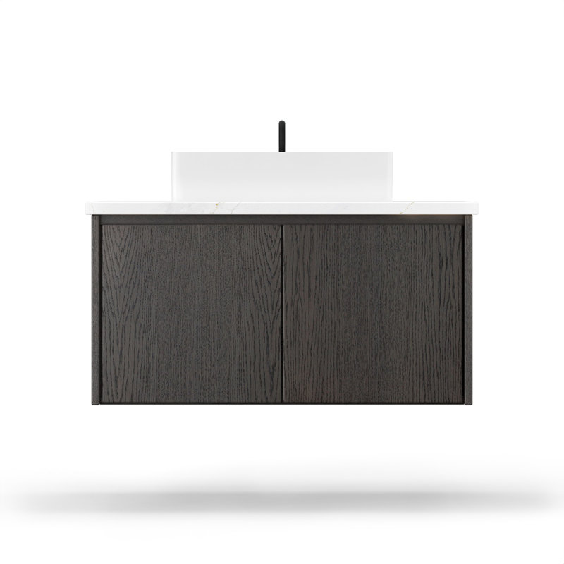 Gilded Single Bath Floating Vanity, Gray Weathered, 24"