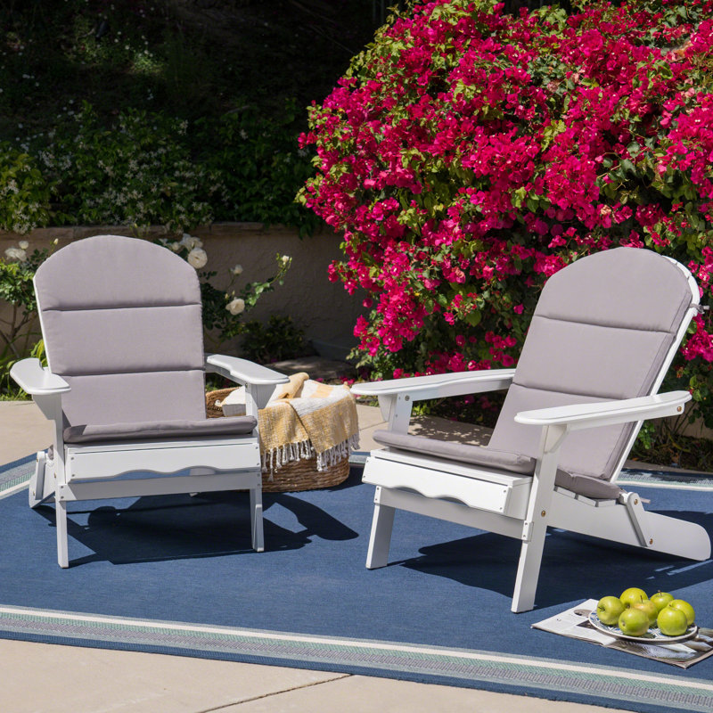Laffey Acacia Foldable Outdoor Adirondack Set, White/Gray