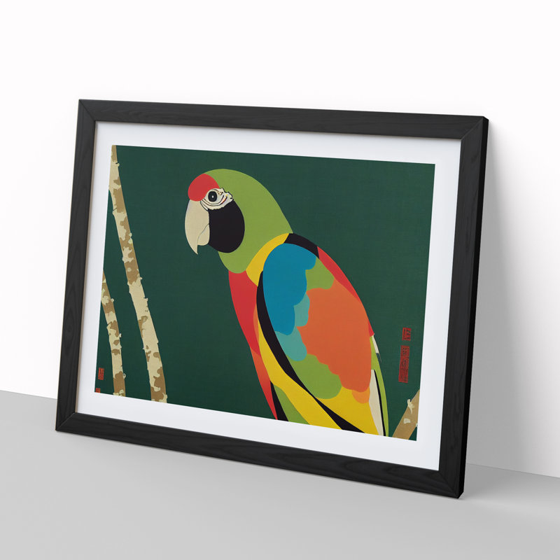 XH1022-6788X Parrot Abstract Vol.4 1 Piece Single Picture Frame Wall Art, 25cm H x 34cm W x 2cm D, Black
