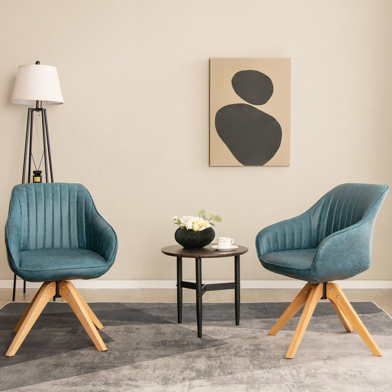 Edesville Faux Leather Swivel Armchair, Blue