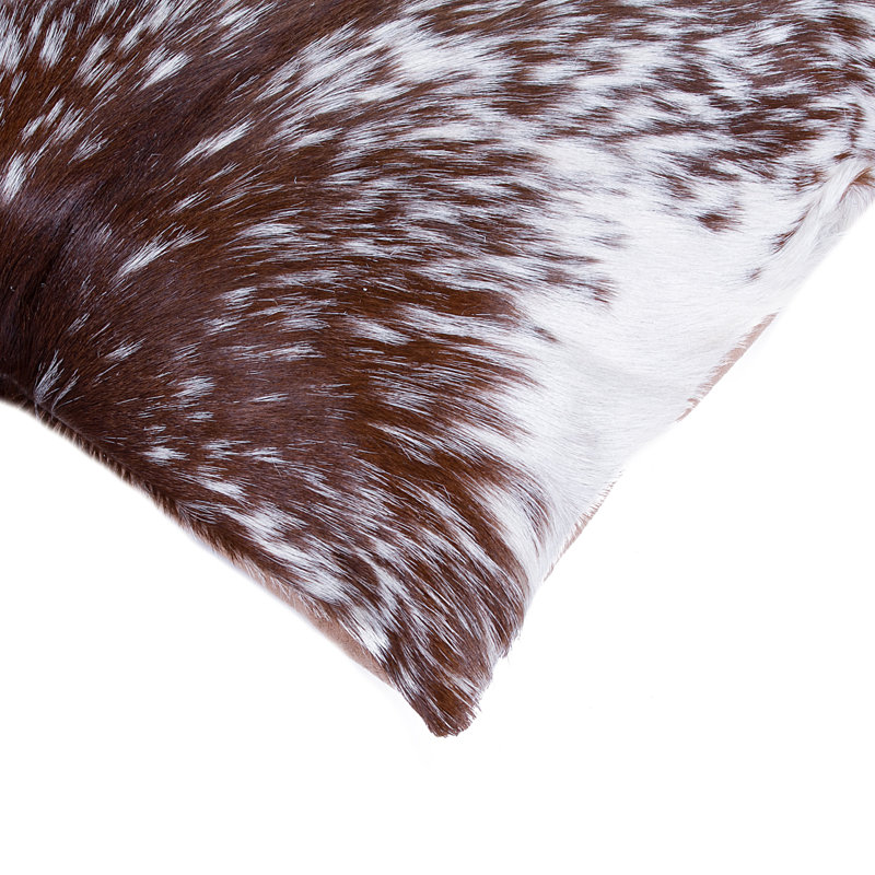 Set of Two 18" Cowhide Throw Pillows, Dark Brown/White