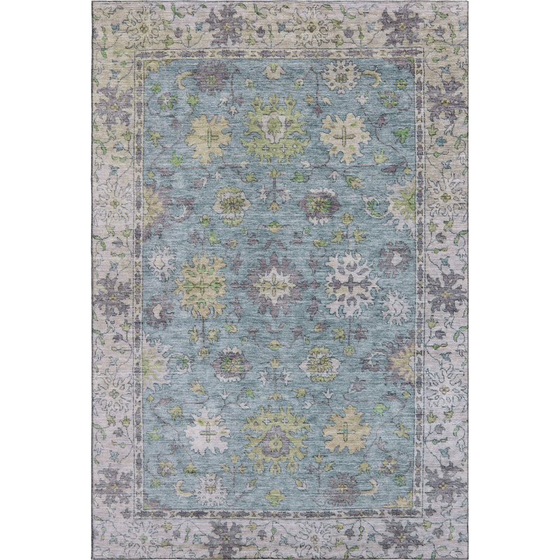 Premium Machine Washable Mayfield AMF2052 Global Rug, Seafoam, 2'6" x 3'10"