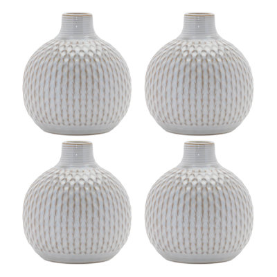 Notched Ceramic Bottle Vase (Set of 4)