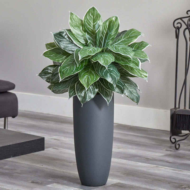37'' Faux Foliage Plant in Stone Planter