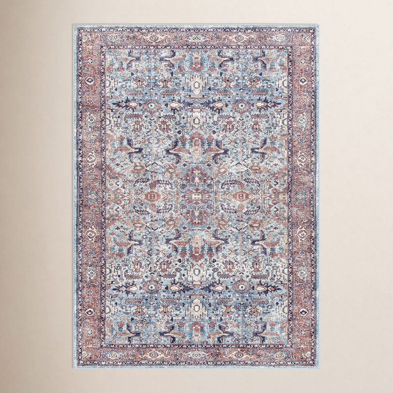 Analyah Washable Oriental Rug, Rectangle 6'7" x 9'