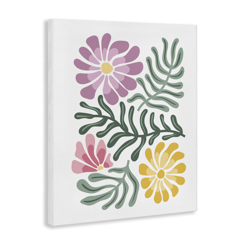 Pastel Midcentury Mod Blooms Canvas, design par Kim Allen, H 40 po x l 30 po