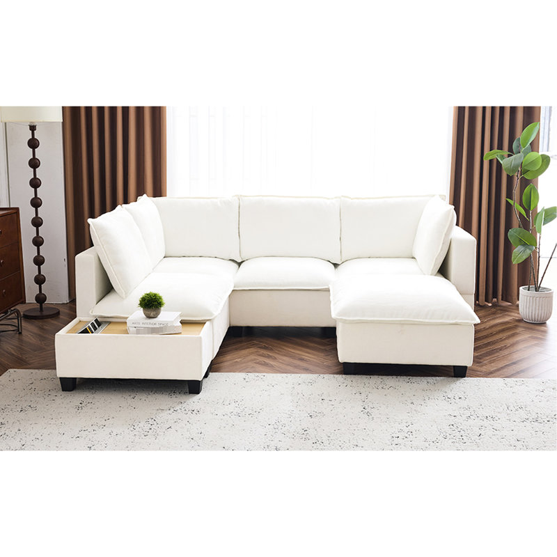 Modulaire en U avec table basse mobile et adaptable - élément de charge caché, zone de rembourrage confortable, garantie de durabilité élevée, rembourrage,