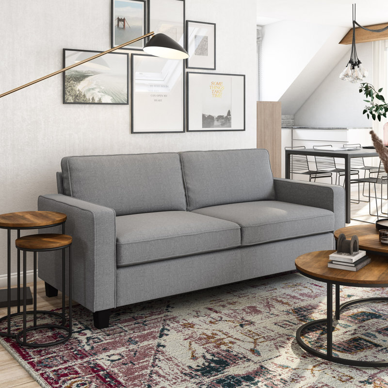 Canapé à accoudoirs carrés 77,5 po, Gris clair