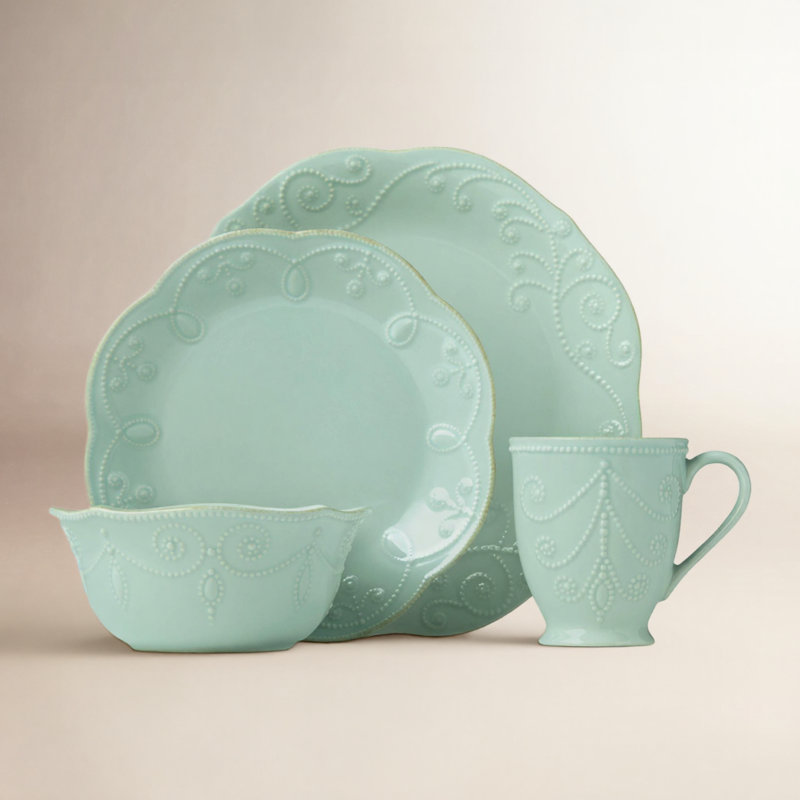 Lenox French Perles 4-Piece Place Setting, Service for 1, Ice Blue