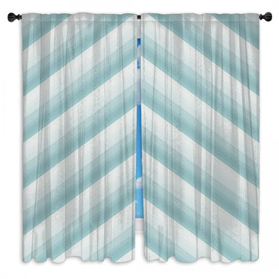 Chevron Blue White Window Curtains Chevron Sheer & Room Darkening - 2 Panels