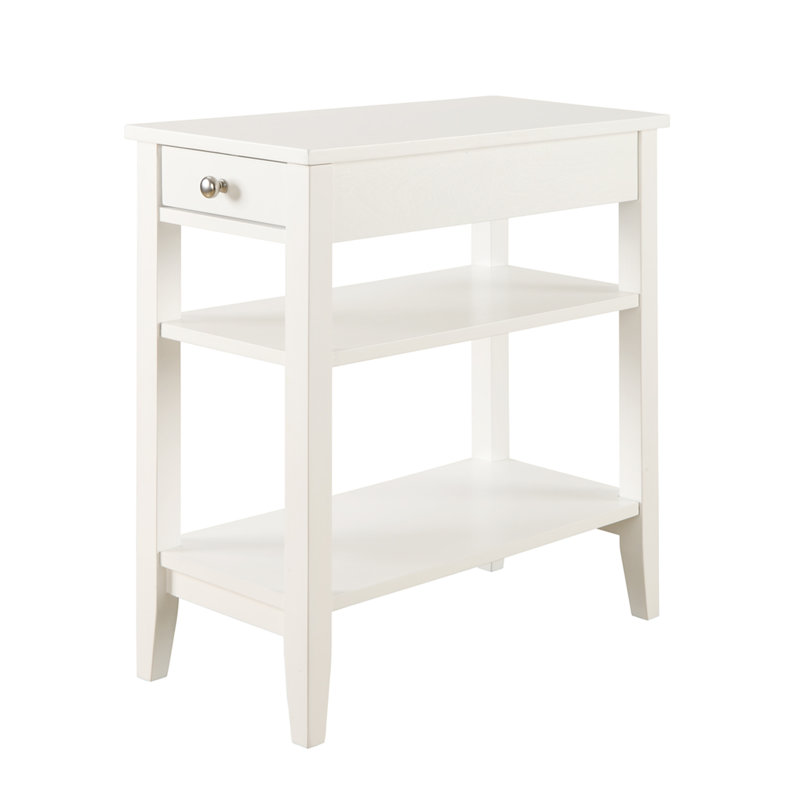 Carbin End Table with Drawer and Shelves, White