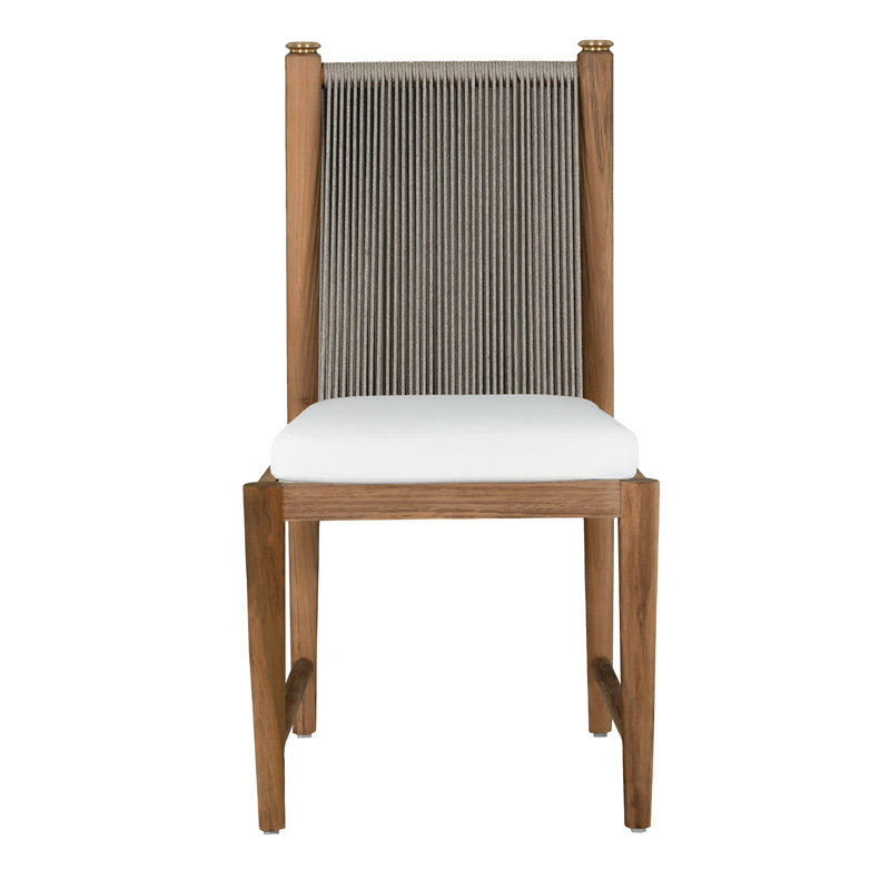 Pacifica Dining Side Chair Natural Teak/Rope/Brass