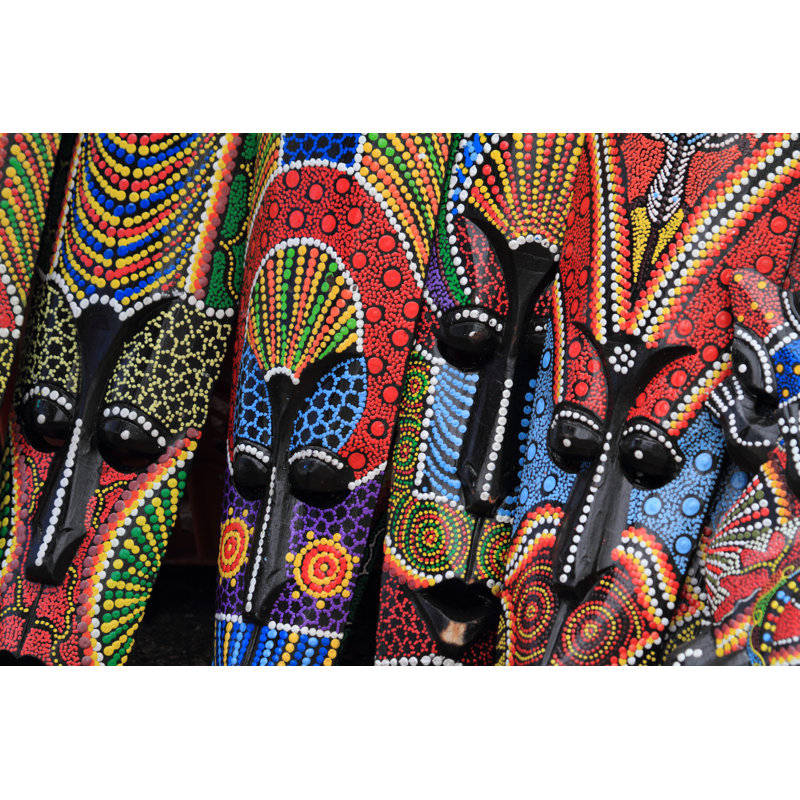 African Masks by Heckepics - Wrapped Canvas Print, 30cm H x 46cm W
