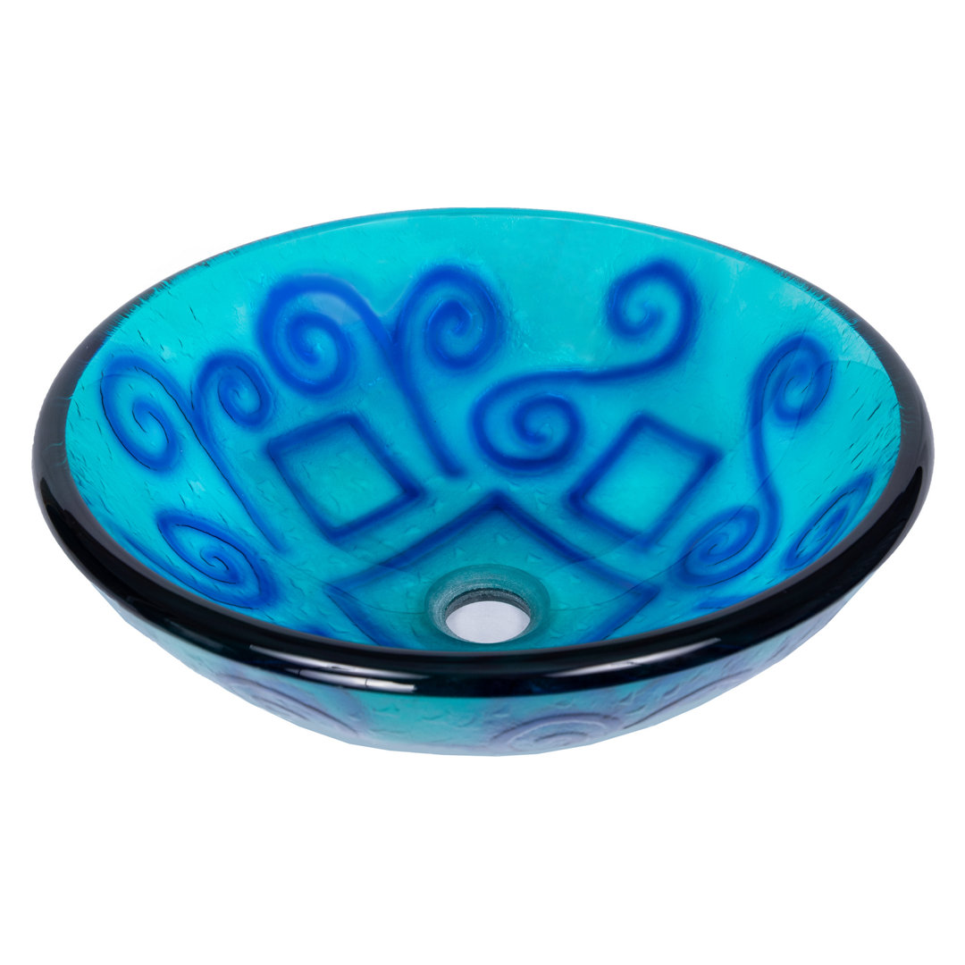 Eden Bath 16.5'' Green Tempered Glass Circular Bathroom Sink Eden Bath