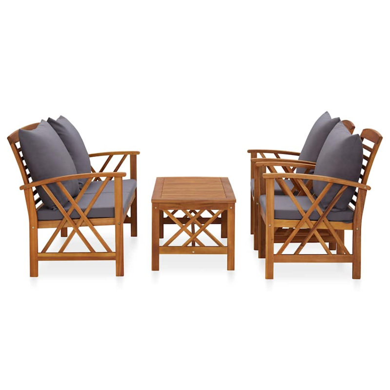 Ensemble de salon de jardin moyen en acacia massif gris foncé et bois naturel