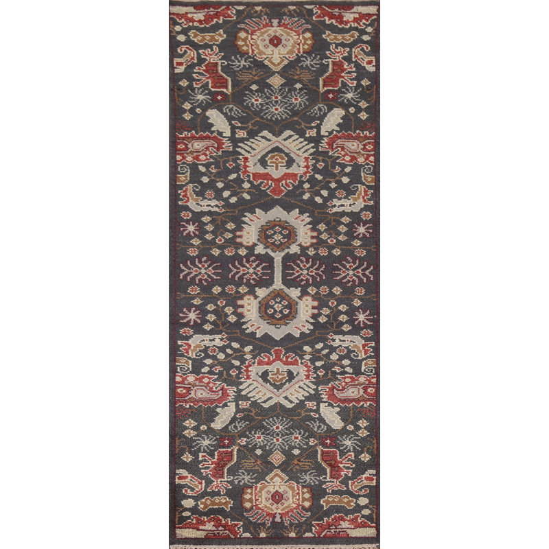 Tapis de couloir indien gris anthracite 2 x 8
