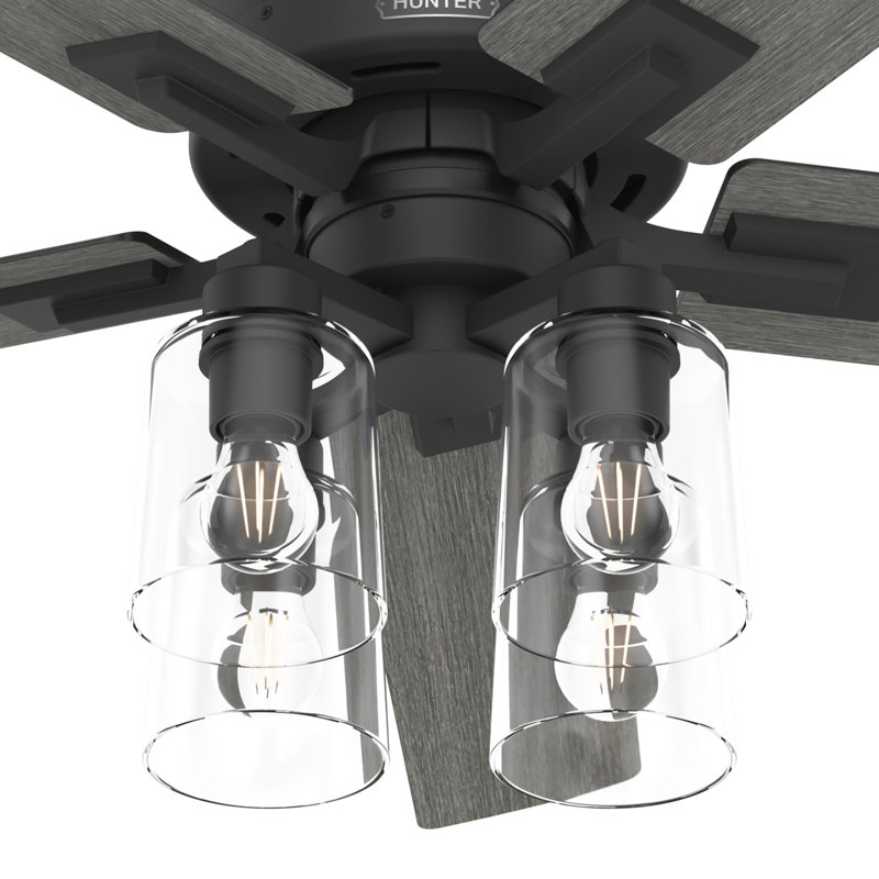 52" Techne 5 - Blade Ceiling Fan with LED Light Kit, Remote Control, WiFi Smart Fan, Easy Install, Matte Black
