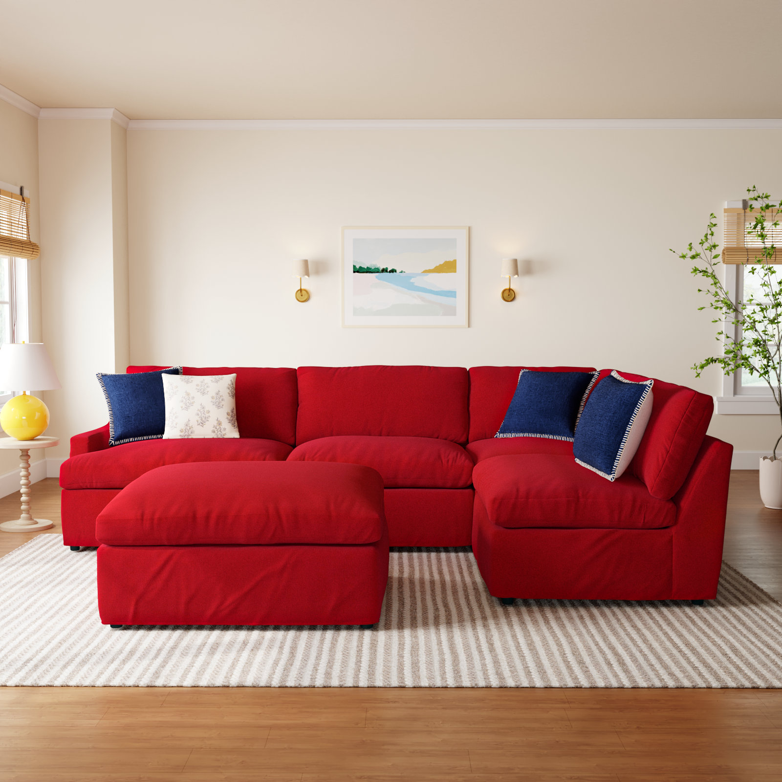 Wrenley 4-Piece Sectional, Bayou Flame Canvas, Right Hand Facing