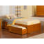 Grand lit plateforme en bois massif Concord avec pied de lit et tiroirs de rangement en caramel clair-126305383-126305387
