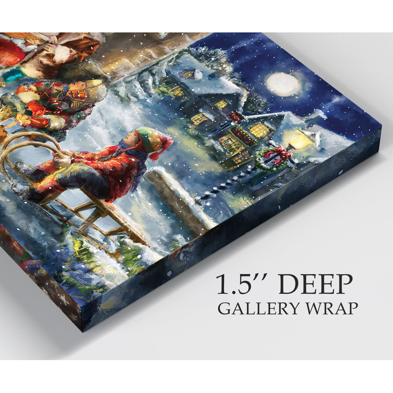 «Story Time Santa» par Parvez Taj - reproduction d'art sur toile tendue, H 32 po x l 24 po x P 1 po