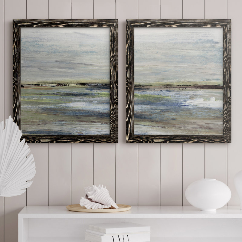 Wetlands I - ensemble de 2 peintures sur toile encadrées, H 37,5 po x l 55 po x P 1,5 po, Noir