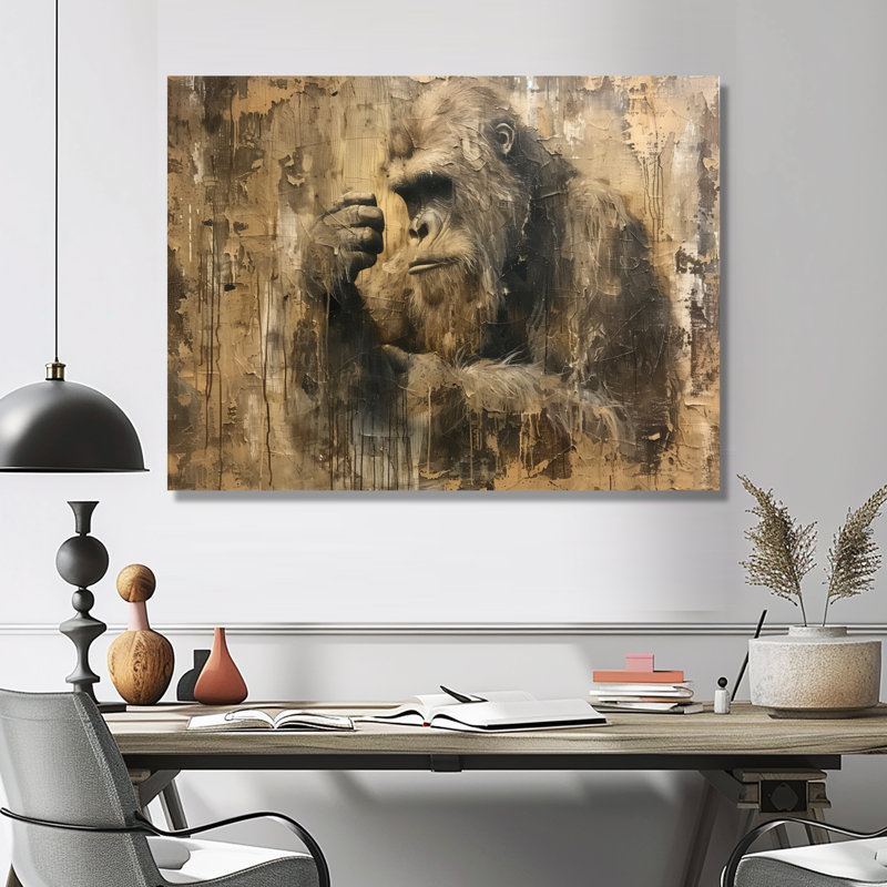 Noir et brun antique Bigfoot I - impression d'art mural Bigfoot, Toile tendue, H 28 po x l 60 po